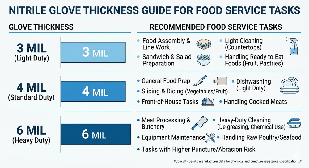 Blue Nitrile Cleaning Gloves for Food Service: FDA Food-Contact Compliance and Thickness Selection Guide