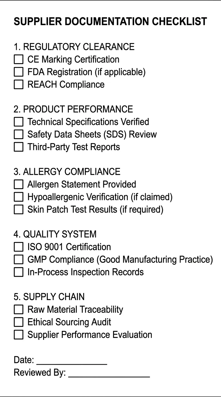 Hospital Procurement Audit Checklist — Latex-Free Nitrile Gloves Procurement audit checklist for latex-free nitrile exam gloves showing required documents for US hospital supplier qualification