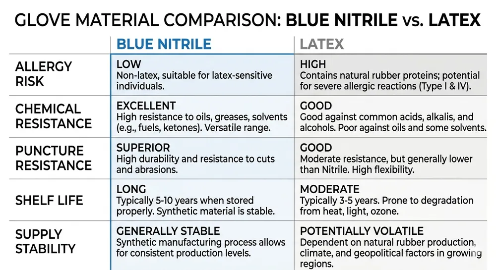 Blue Nitrile vs Latex Gloves: Which Holds Up Better for High-Volume Medical and Industrial Use