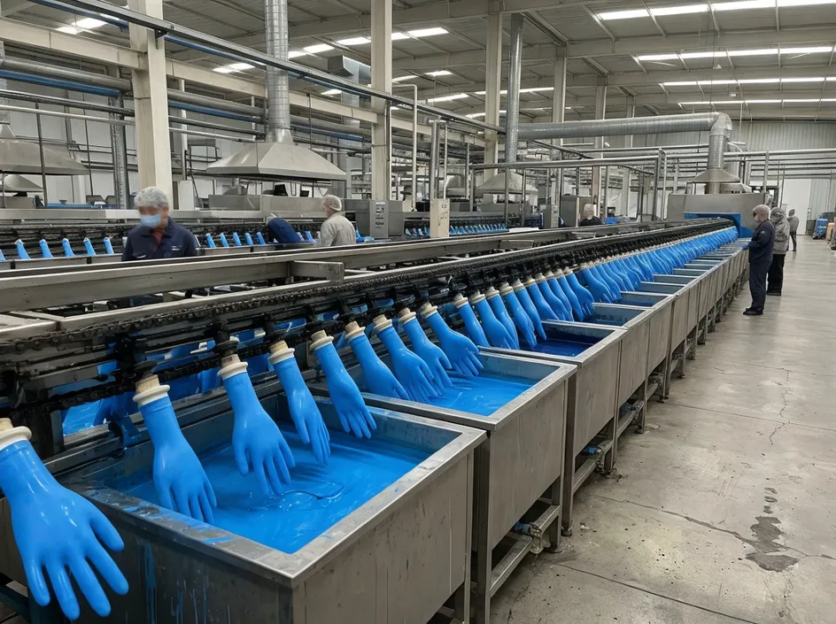 Blue nitrile gloves manufactured at glovemfg Weifang facility