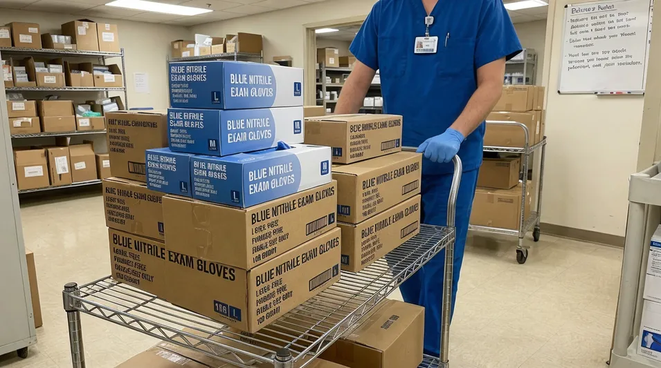 Hospital and surgical center latex-free nitrile glove supply
