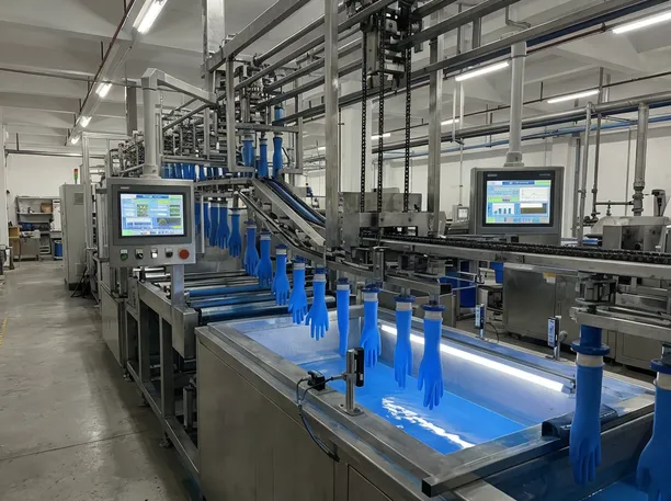 Automated nitrile glove dipping line with thickness tolerance control