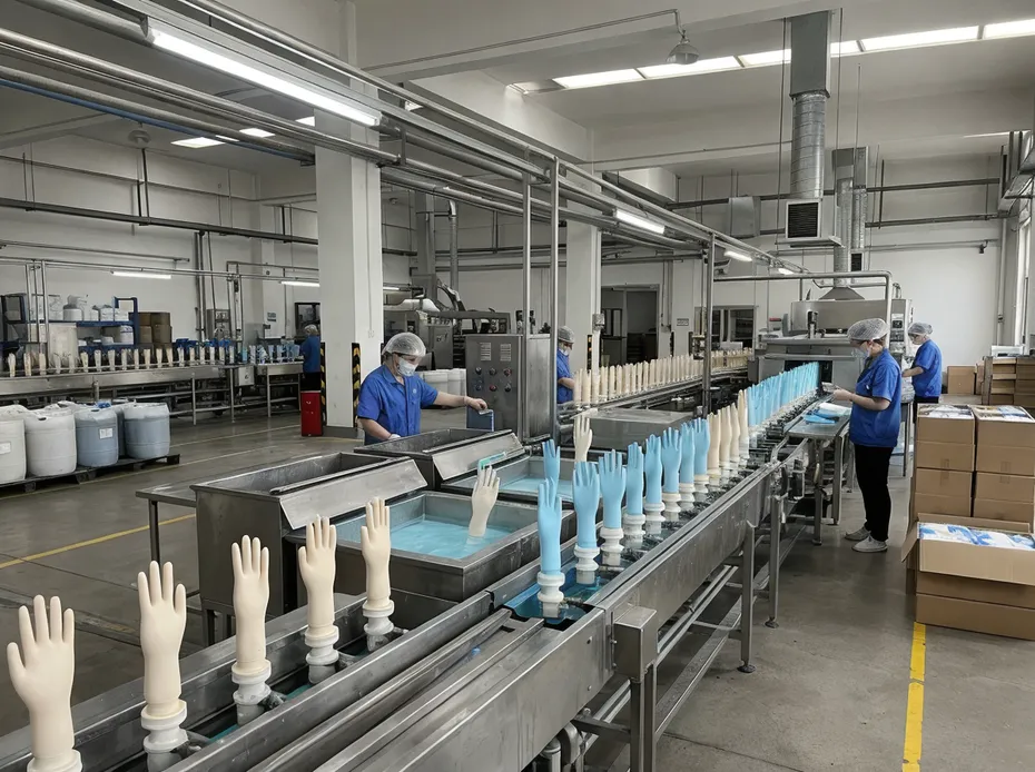 glovemfg nitrile glove factory production floor in Weifang