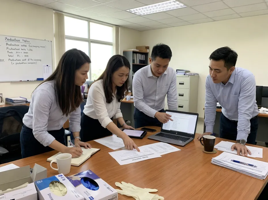 glovemfg sales team reviewing buyer inquiries