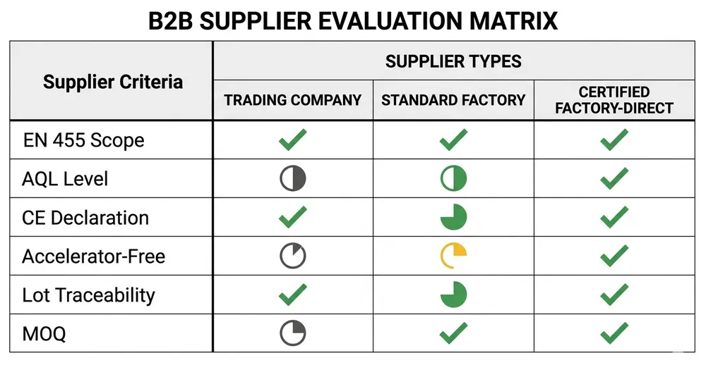 Supplier evaluation matrix for disposable nitrile glove factories targeting German import compliance