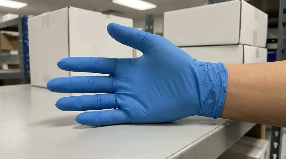 Powder free nitrile gloves — standard examination thickness for medical and industrial use