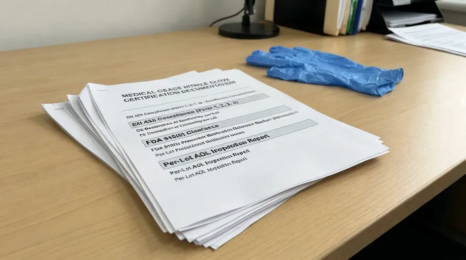 Medical grade nitrile glove certification documentation — EN 455 and FDA 510(k)