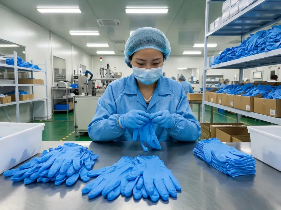 Powder free medical nitrile gloves — examination grade, EN 455 and FDA 510(k) certified