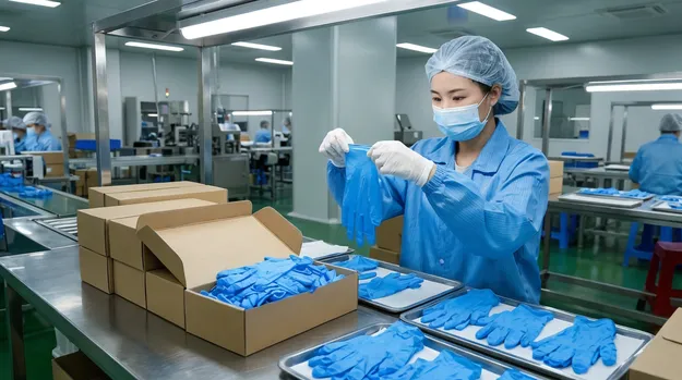 Powder free blue nitrile gloves for contamination-control procurement