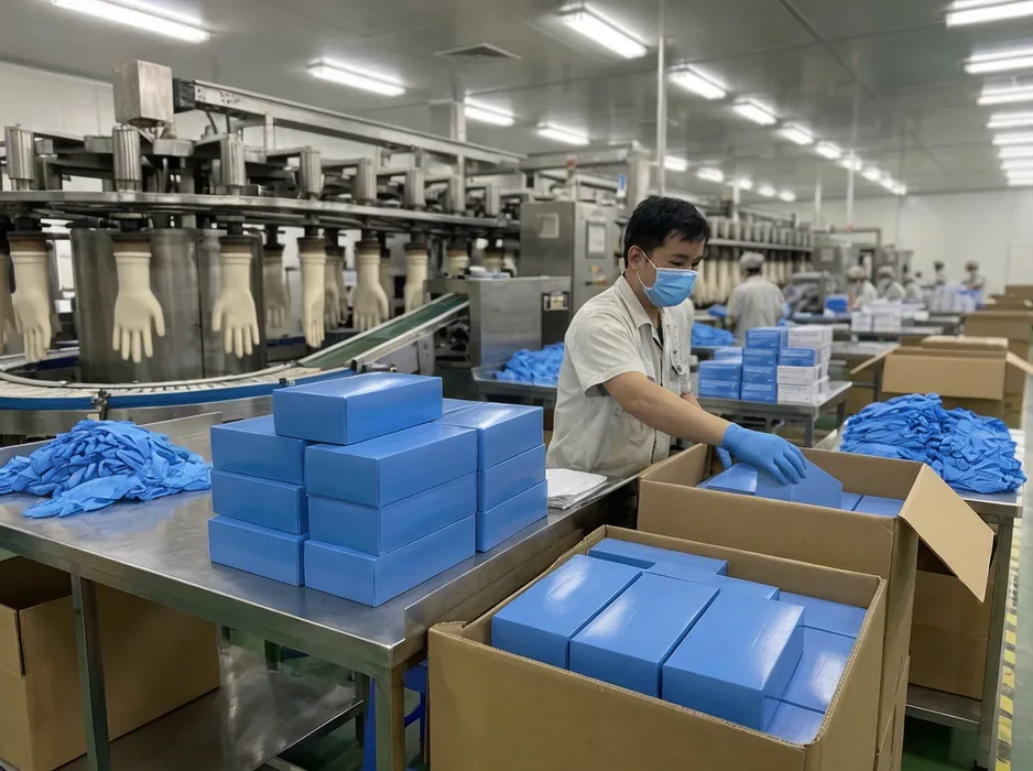 Powder free nitrile gloves — examination grade, factory direct