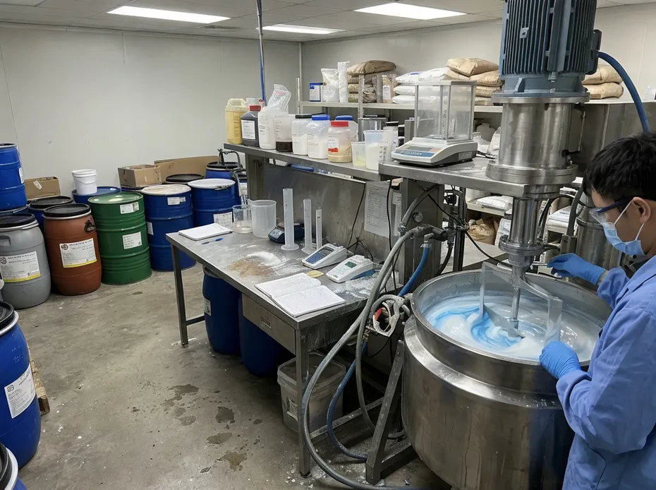 In-house nitrile compound mixing lab at glovemfg
