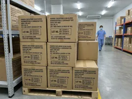 Pharmaceutical and laboratory nitrile glove supply with lot traceability