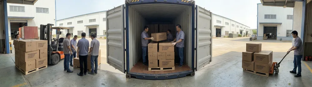 40HQ container loading black industrial nitrile gloves bulk export