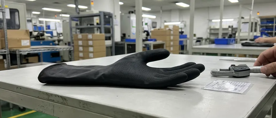 Heavy-duty black industrial nitrile glove — 0.13–0.15mm wall thickness