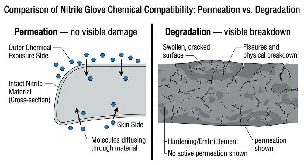 Industrial Nitrile Glove Chemical Resistance Simplified: Which Chemicals Degrade Nitrile Faster Than You Expect