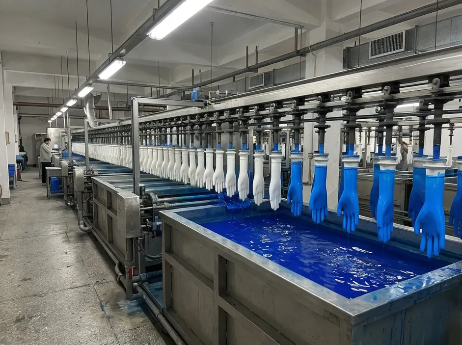 Automated ceramic former dipping line for nitrile glove production