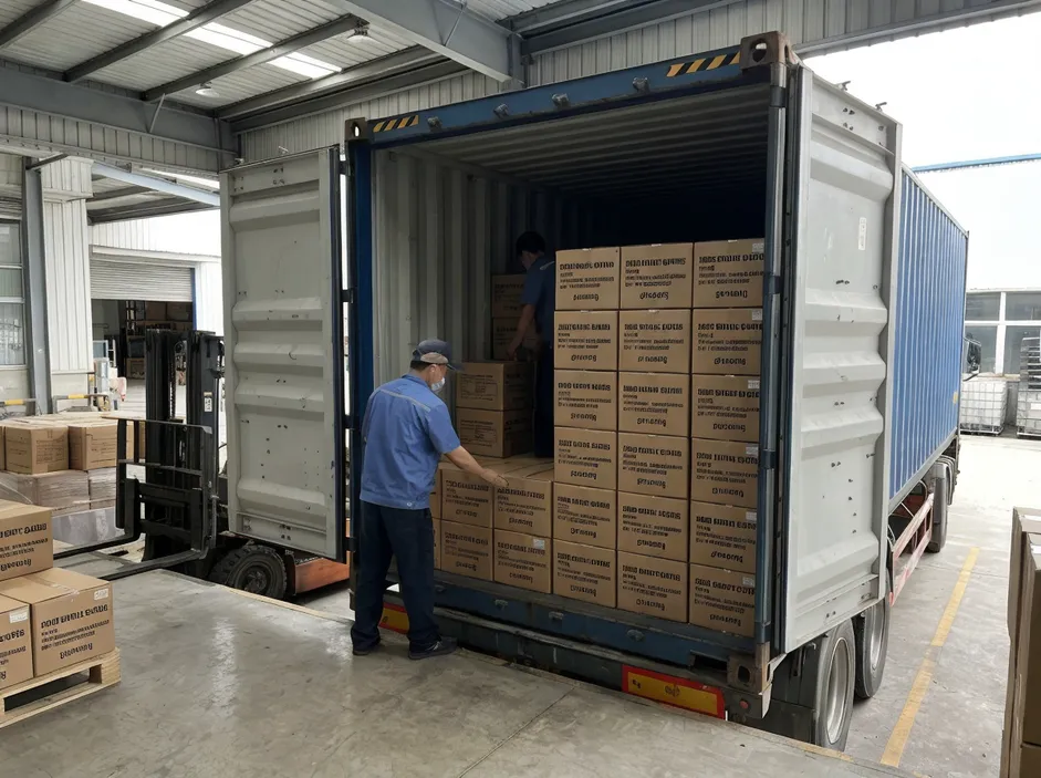 40HQ container loading of food nitrile glove cartons