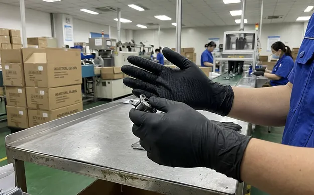 Black industrial nitrile gloves automotive tattooing supply