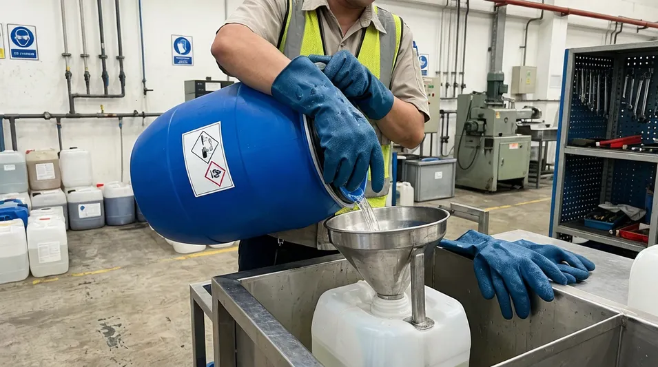 Heavy-duty nitrile gloves for chemical handling and industrial manufacturing