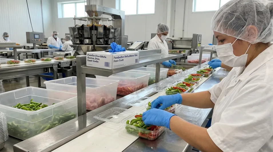 Powder-free nitrile gloves for food processing and food service applications