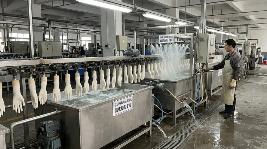 Powder-free chlorination process for nitrile gloves