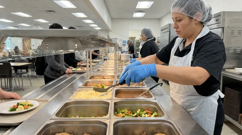 Institutional food service cafeteria glove use