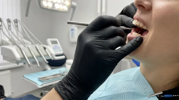 Black nitrile gloves in dental operatory setting