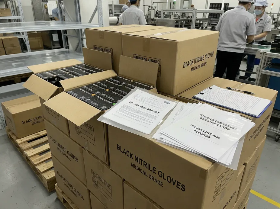 Black medical nitrile gloves factory direct sourcing with certification documentation