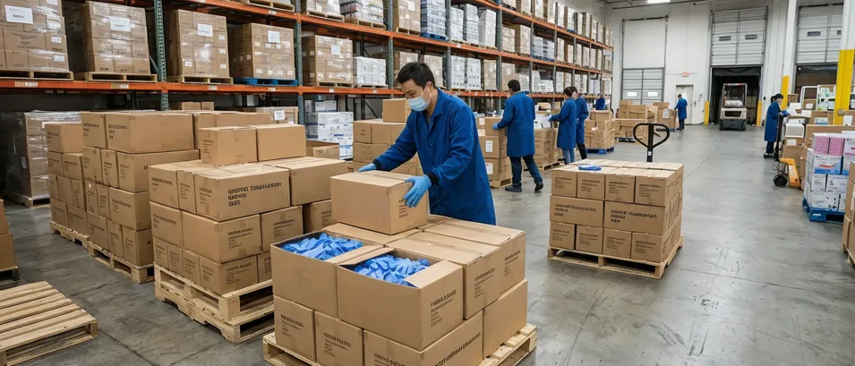 Dental distribution segment for blue nitrile gloves