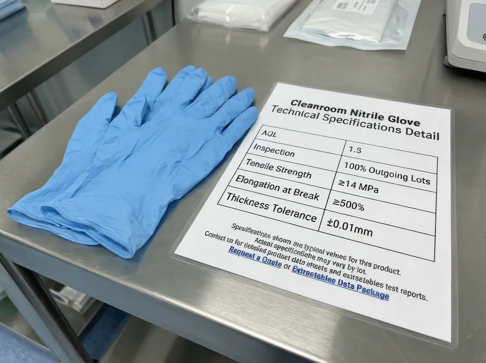 Cleanroom nitrile glove technical specifications detail