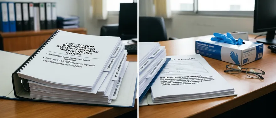 Certification documentation package for medical nitrile gloves