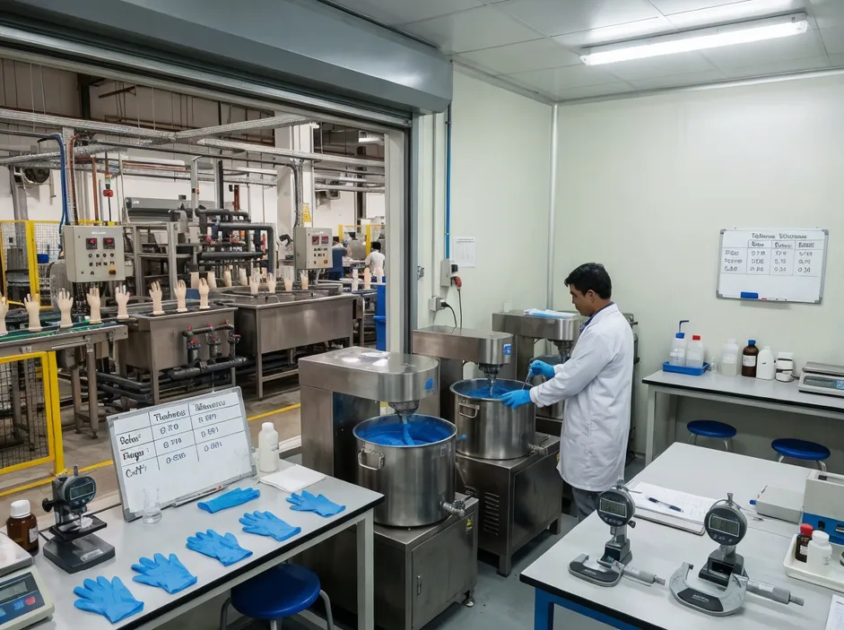 In-house nitrile compound mixing lab adjacent to production floor