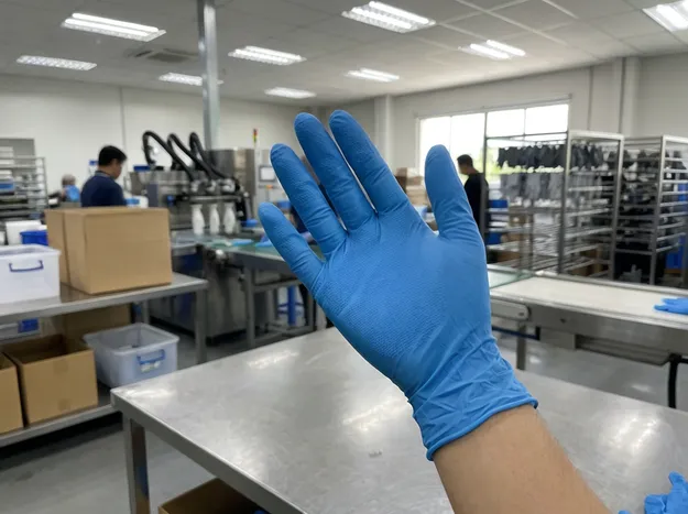 Blue medical examination nitrile gloves