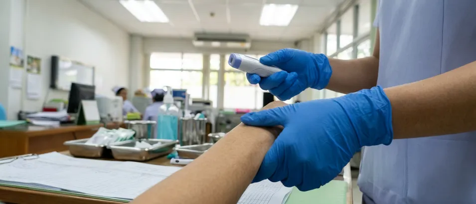 Examination weight nitrile glove for general clinical use