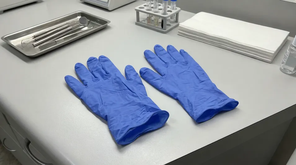 Mid-weight nitrile glove for dental and laboratory applications