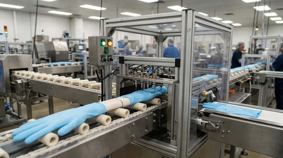 Automated pinhole detection on nitrile glove production line