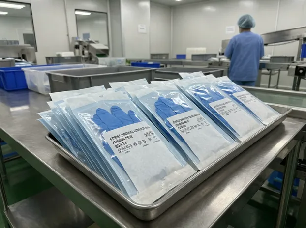 Sterile surgical nitrile gloves individually packaged