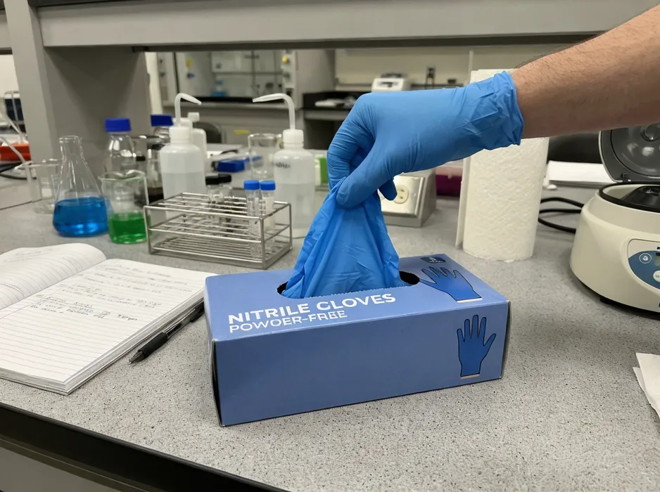 Laboratory nitrile gloves powder-free mid-weight for lab environments