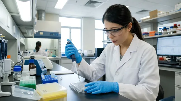 Research university laboratory using nitrile gloves