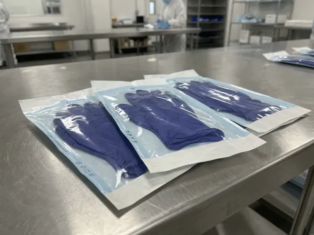 Individually packaged sterile surgical nitrile gloves — EO-sterilized, EN 455 certified