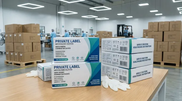 OEM private label medical glove packaging white nitrile