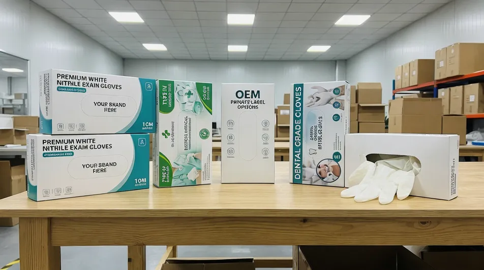OEM private-label white nitrile glove packaging options