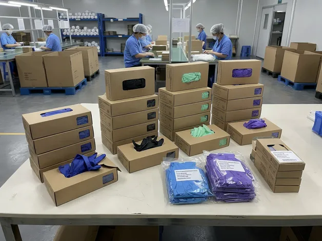 Custom nitrile glove color and packaging options