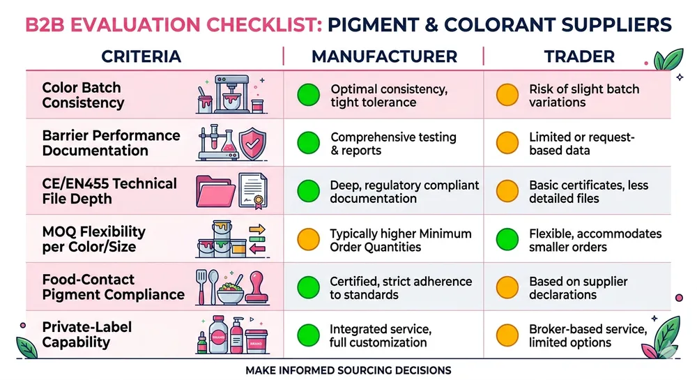 Evaluation criteria checklist for pink and colored nitrile glove suppliers targeting EU and Netherlands import compliance