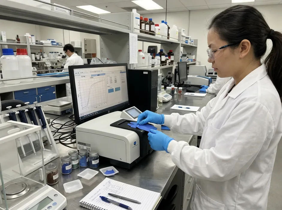 In-house compounding lab spectrophotometer color verification for nitrile gloves