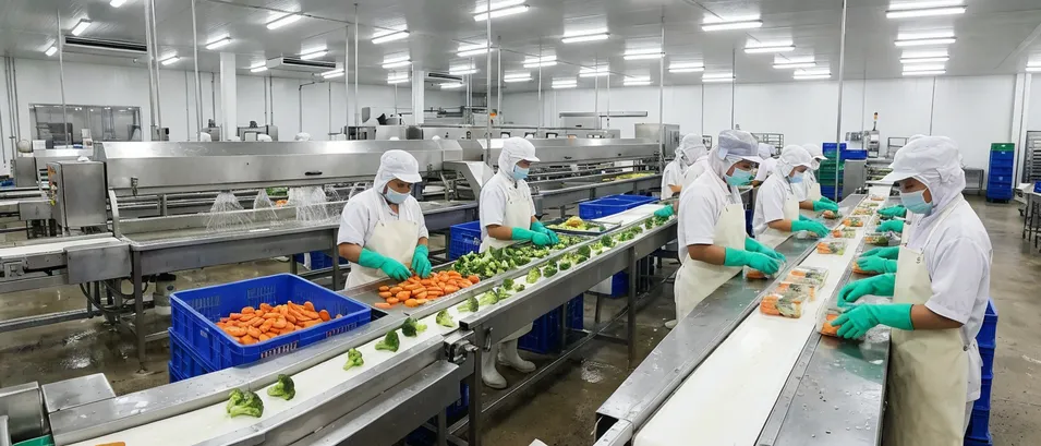 Green nitrile gloves used in food processing HACCP color-coding program