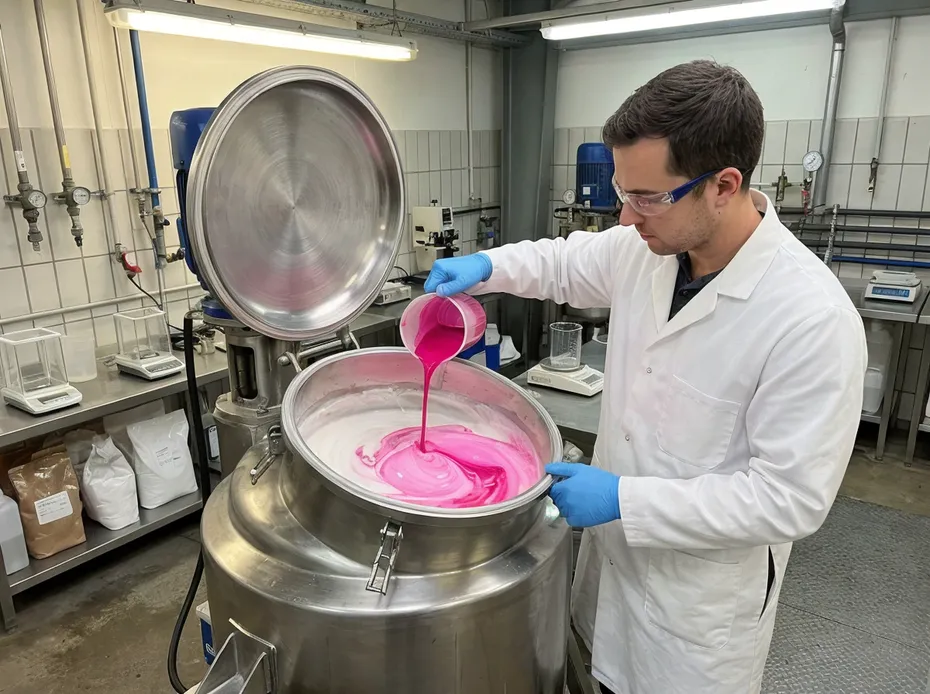 In-house compounding lab where pigment is integrated into nitrile compound