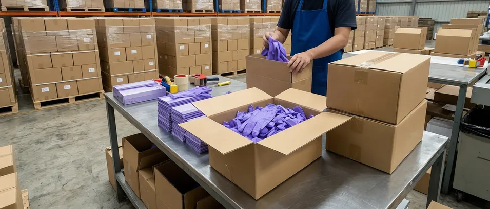 Violet nitrile gloves for aesthetics and nail salon supply distributors