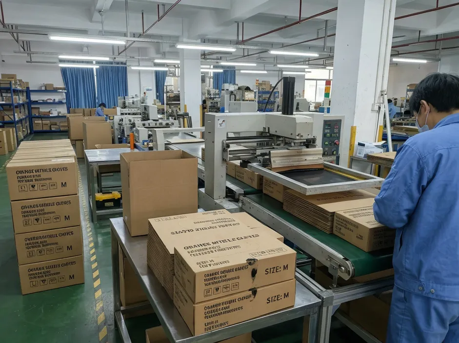 OEM private label box printing for orange industrial nitrile gloves